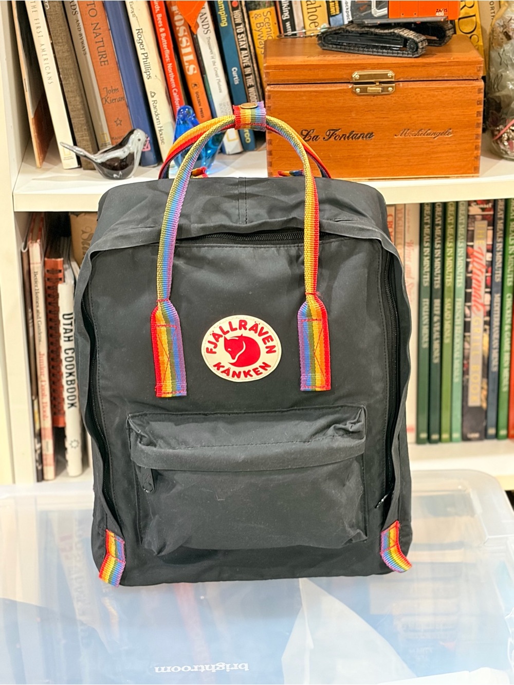 Kånken Classic Backpack - Black with Rainbow Straps